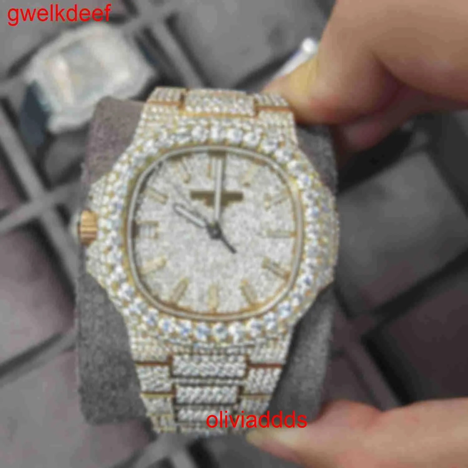 High Quality Fashion Iced Out WatchesMens Wrist Luxury Round Cut Lab Gr DDGU 7XJC