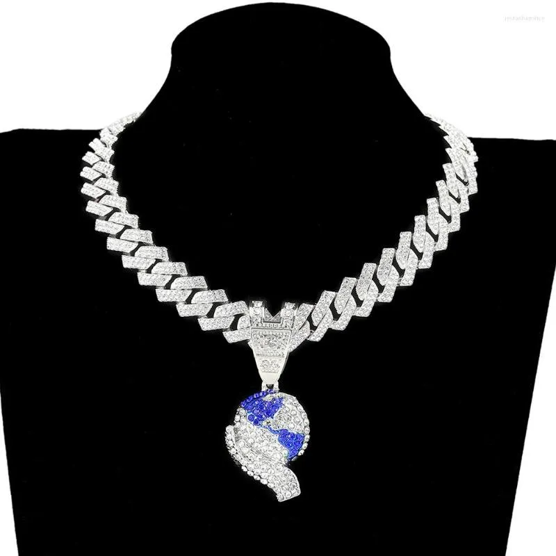 Pendentif Colliers Personnalité De La Mode Goutte D'huile Micro-Incrusté Zircon Bleu Terre Hip-Hop Pour Hommes Tendance Bijoux