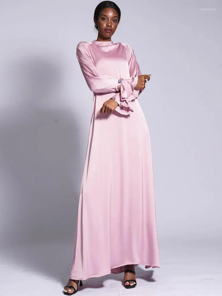 Vêtements ethniques Abaya Musulman Maxi Robe Femmes Manches longues Longueur de cheville Robes Automne Mode Solide Islam Turquie Kimono Long Ramadan