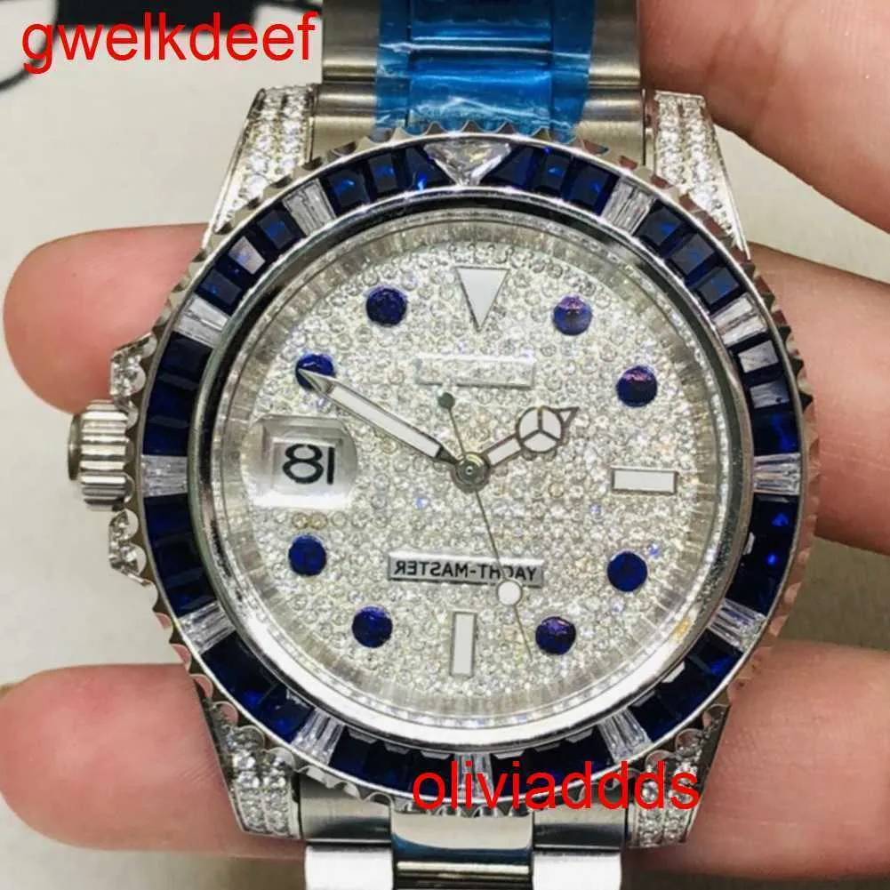 Hochwertige, modische Iced Out-Uhren, Herren-Armbanduhr, luxuriös, runder Schliff, Lab Gr DDGU N8H9