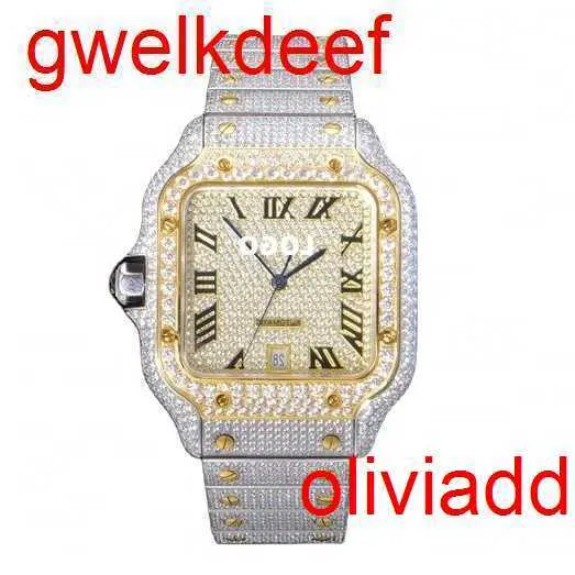 Högkvalitativ mode iced Watchesmens handled lyxiga runda klipp lab gris ddgu tco6