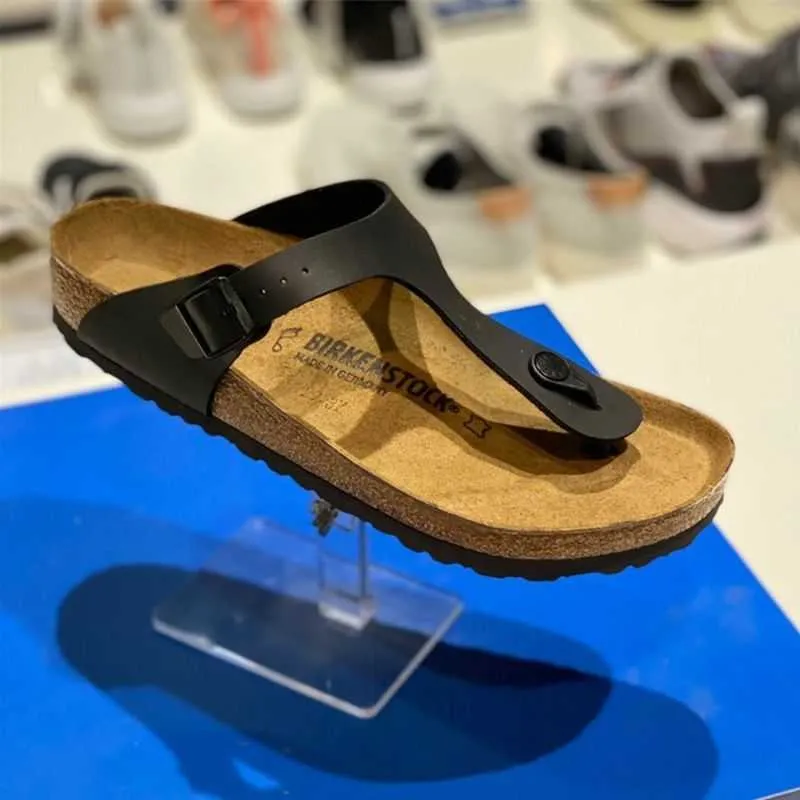 Tyska tofflor designer birkinstocks boken tofflor gizeh boken flip-flop pin-toe cork sandaler män och kvinnor skor strandskor