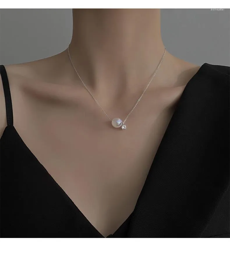 Tour de cou porte est sirène Ji perle Zircon collier Simple tempérament clavicule chaîne INS vent tout match collier de mode