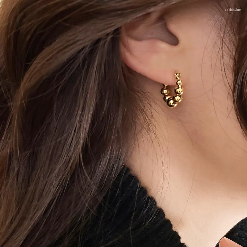 Creolen SRCOI Trendy Mehrere Kleine Perlen Gold Silcer Farbe Runde Geometrische Ohrring Minimalistischen Frauen Party Schmuck