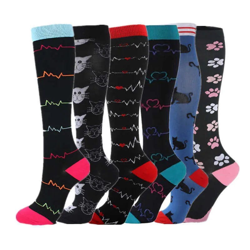 5PC Socks Hosiery 67 Pairs Compression Stocking Running Sports Socks Women Knee High Edema Anti Fatigue Diabetes Varicose Veins Compression Socks Z0221