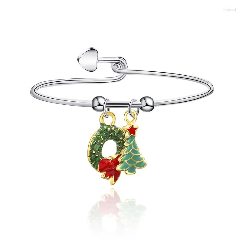 Bangle Fashion Jewelry Christmas Bracelet Pendant Santa Claus Tree Holiday Gift