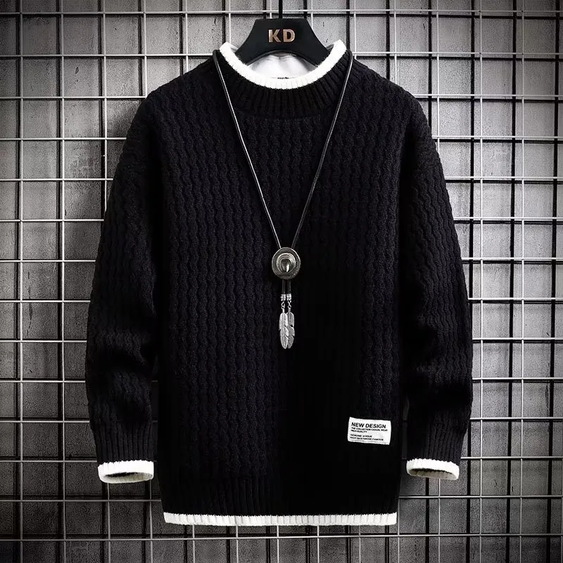 Herrtröjor Autumn Winter Men's Sweater Japan Fashion Harajuku Män kläder Solid tröja Män avslappnad trend Pullover O-hals tröjor män 230222