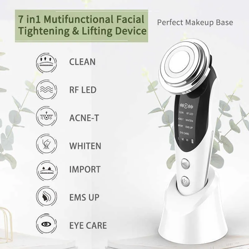 7 In 1 gezichtsliftapparaat EMS RF Microcurrent Skin Herjuvening Facial Massager Lichttherapie Anti -veroudering Wrinkle Beauty Machine 230222