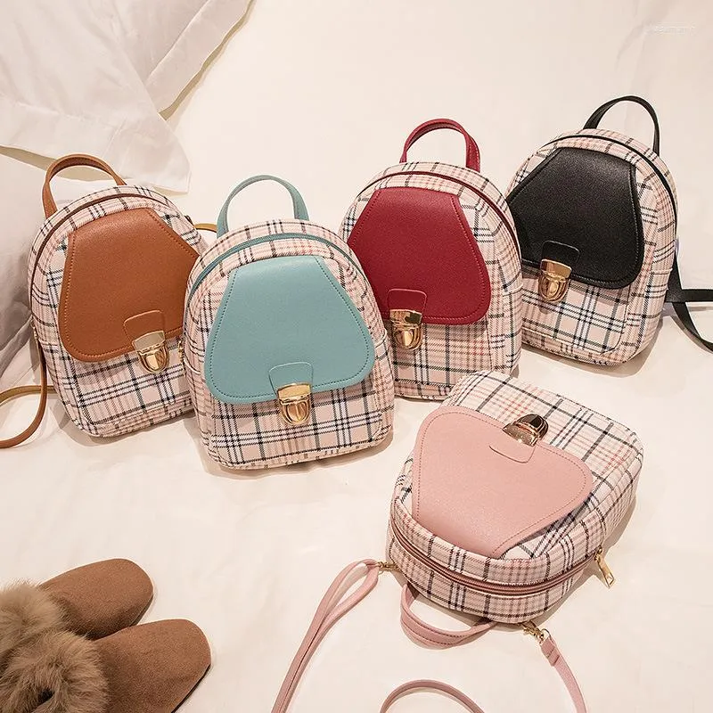 Schooltassen mode mini rugzak crossbody tas voor tienermeisje plaid vrouwen schoudertelefoontelefoon tas Koreaanse stijl trendy vrouw