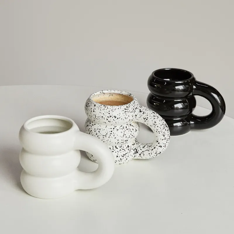 Muggar Creative Water Cup Ceramic Mug Nordic Coffee Cups With Big Handrip Colored Ceramics Juice 230221