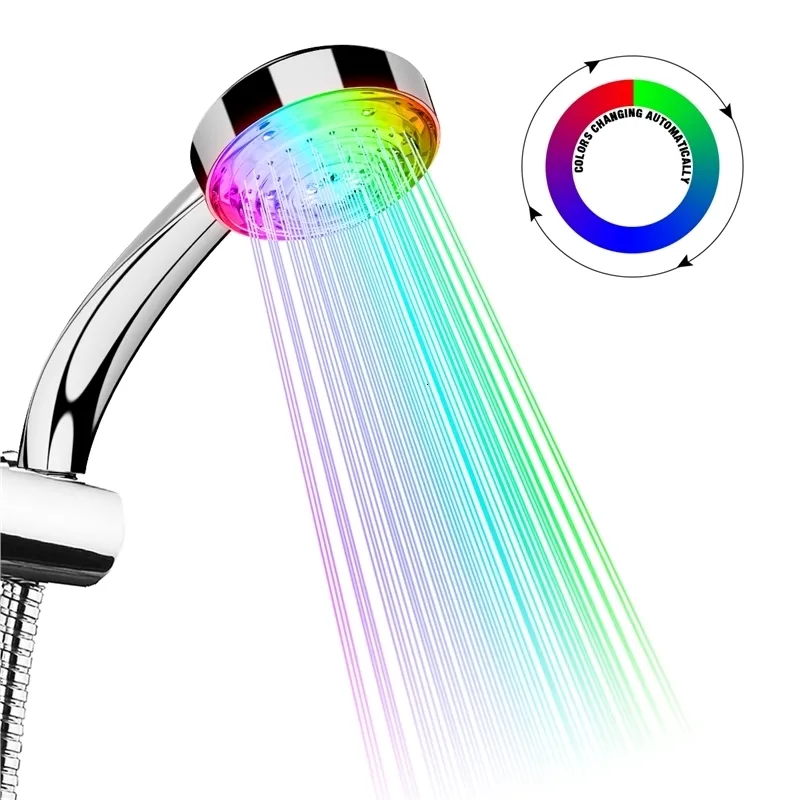 Pommeaux de douche de salle de bain LED 7 couleurs changeant automatiquement de couleur LED pomme de douche à économie d'eau accessoires de salle de bain pomme de douche 230221