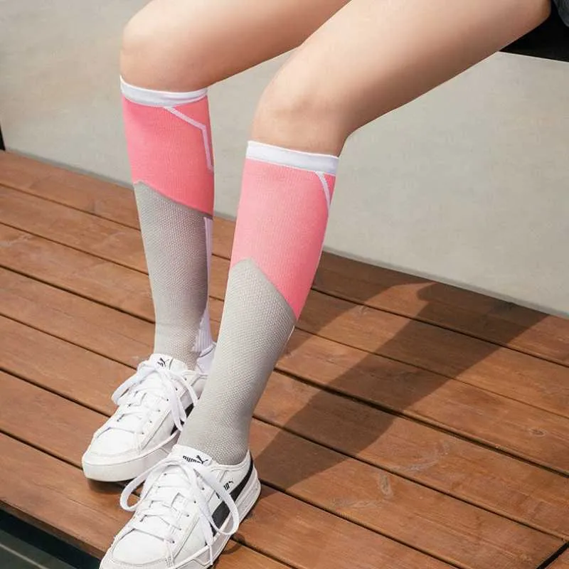 5PC Socks Hosiery Professional Sports Socks Autumn Breathable Stockings Running Fitness Stockings Muscle Can Compress Pressure Thin Leg Calf Socks Z0221