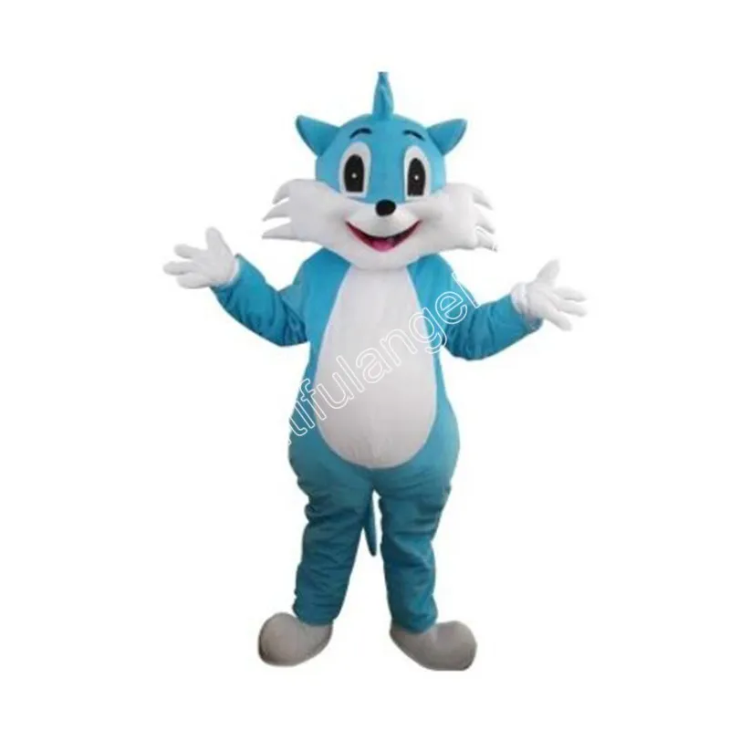 Costume de mascotte de chat bleu d'animal de Noël, tenue de personnage de dessin animé, Halloween, taille adulte, fête d'anniversaire, tenue d'extérieur caritative