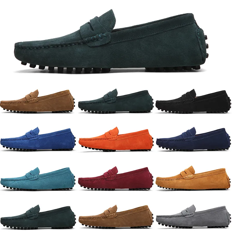 Hommes sur chaussures Slip Mens Casual Lazy en cuir paresseux chaussure grande taille 38-47 Ocean Blue 49 S 244