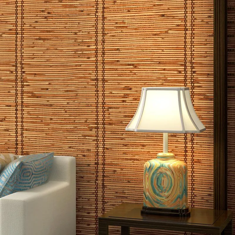 Wallpapers 3D Japanese-Style Straw Wallpaper And Style Japanese Tatami Bedroom Study Chinese-Style Tea House Simulation Bamboo