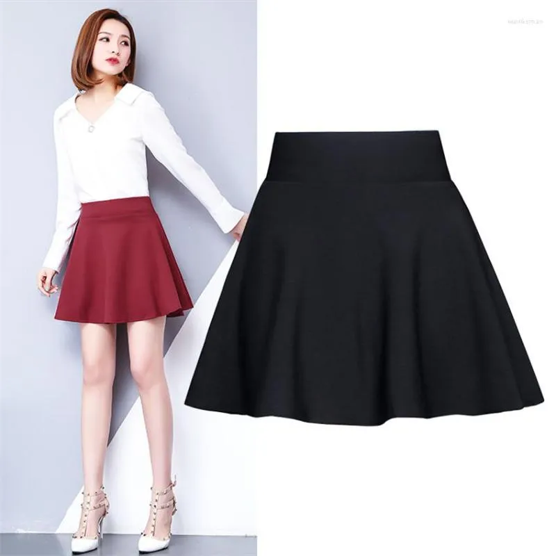 Skirts 2023 Autumn Winter Big Size Women Black Red High Waist Pleated Party A-line Fashion Lady Shorts Skirt Mini WZ661