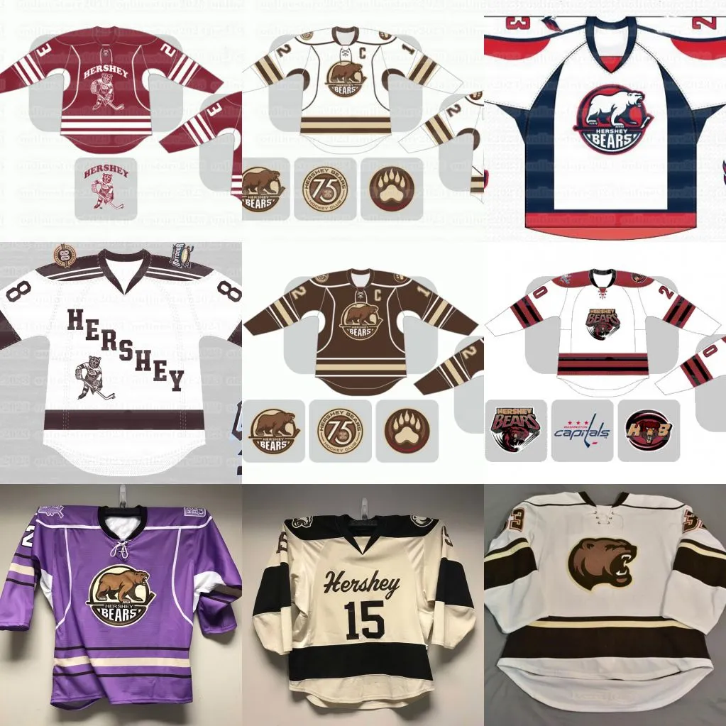 Hershey Bears Hockey Jersey Ahl Garrett Pilon Tobias Geisser Alexander Alexeyev Dylan McIlrath Drake Rymsha Michal Kempny Lucas Johansen Kody Clark Jerseys