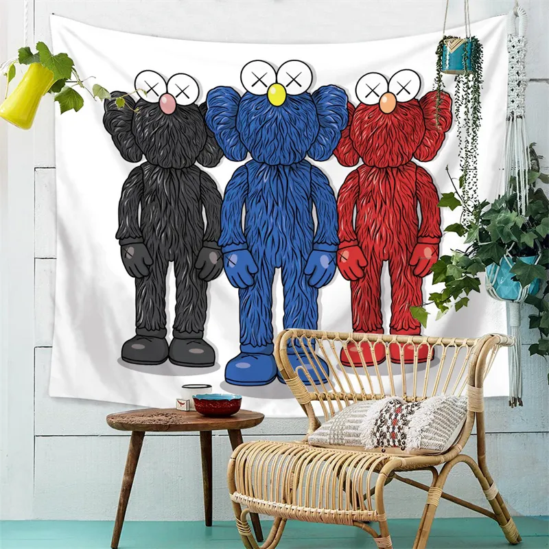 Tapestry ins tide brand kaws Sesame Street digital print bedroom wall decoration tapestry girl heart photo background cloth