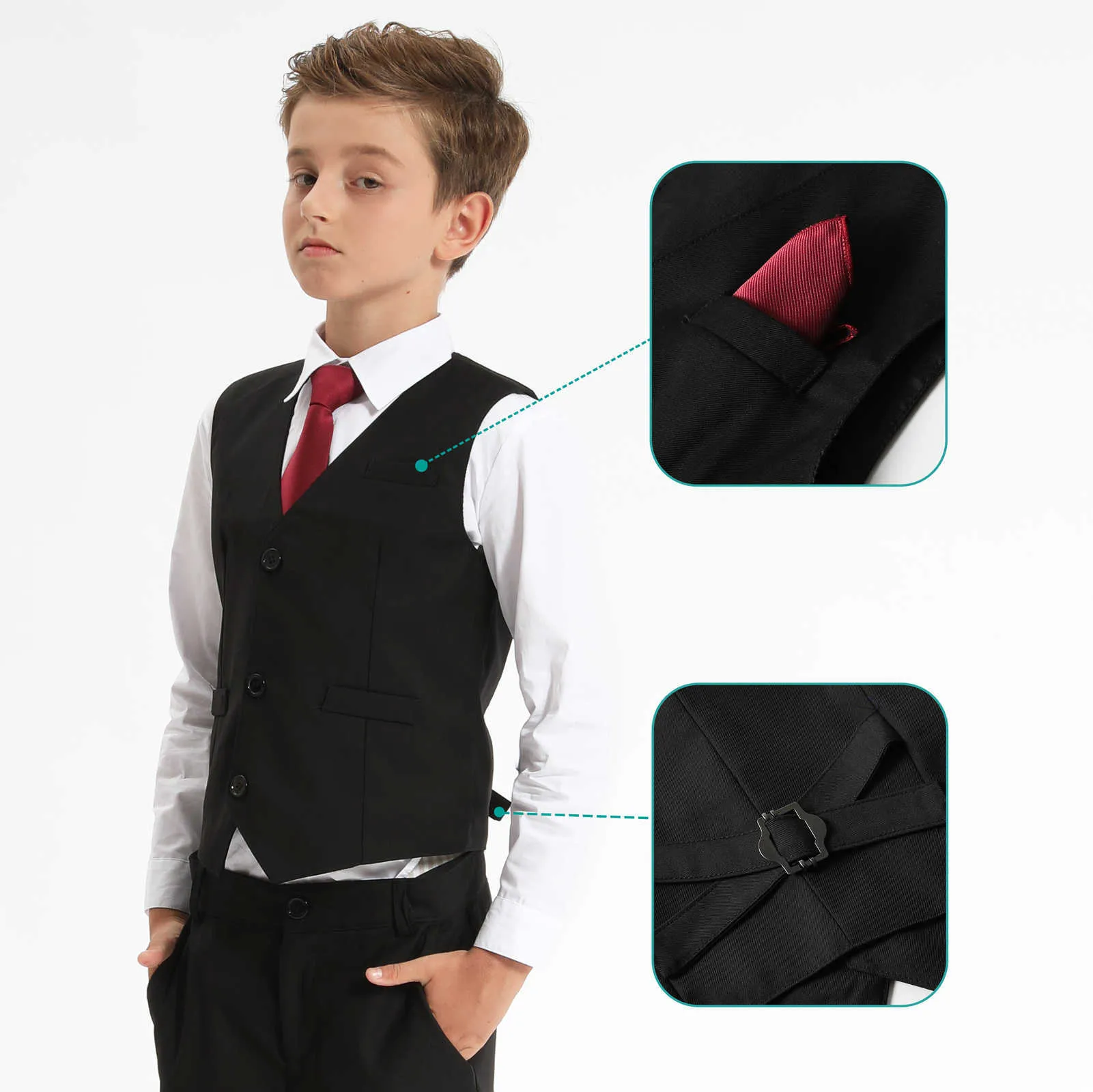 Clothing Sets Boy Outfits Set Clothes Children Wedding Suits Party Performance Graduation Kids Flower Shirt Vest and Pants Come 6PCS