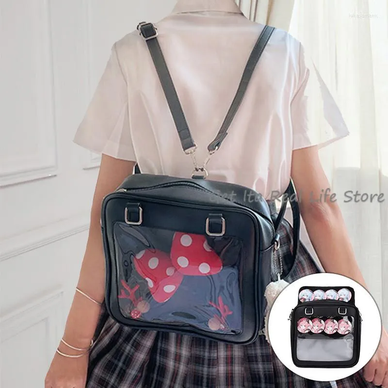 Schooltassen Kawaii Square Ita Bag Hart Backpack Clear handtassen voor vrouwen transparante luxe meisjes Japanse lolita -stijl messenger H205