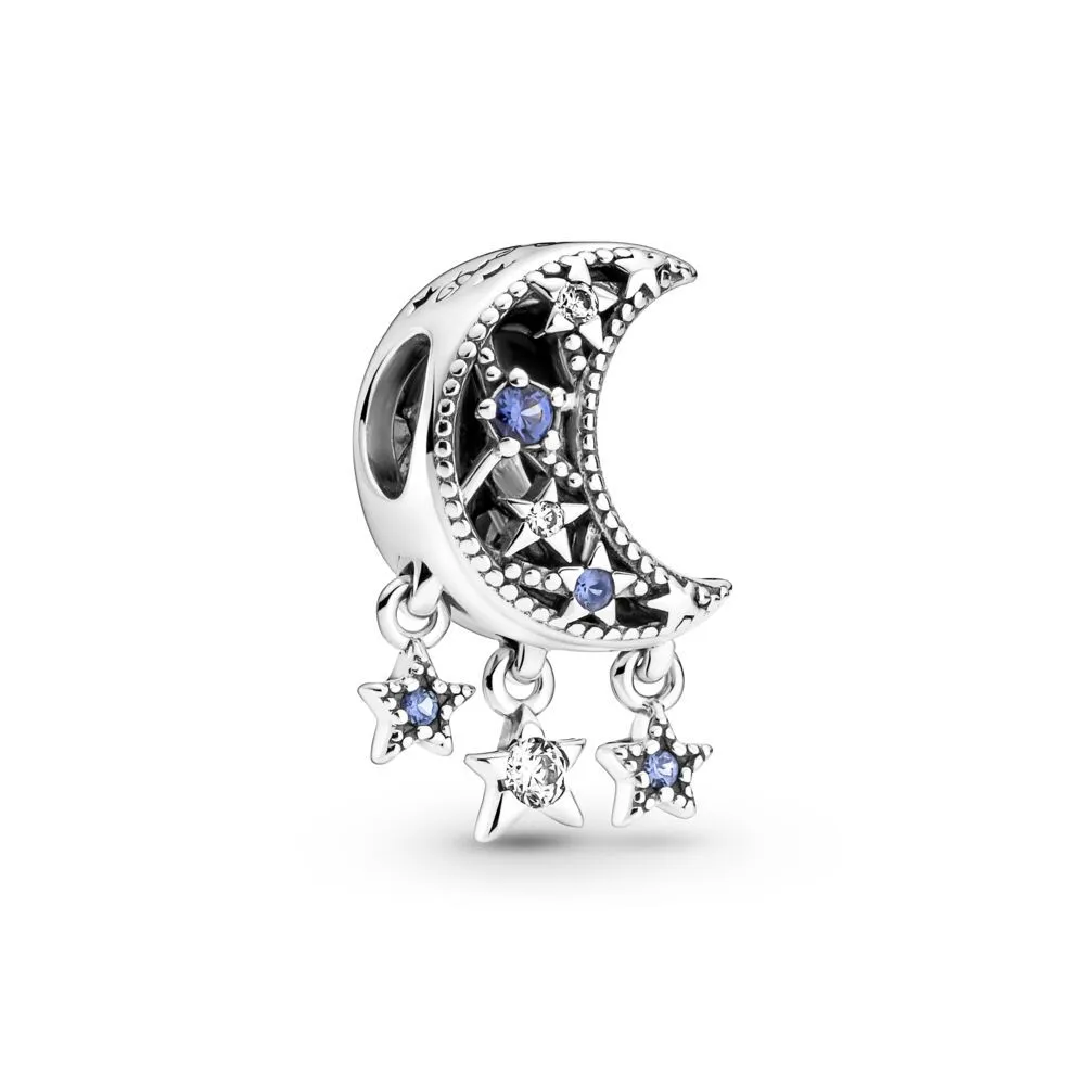 925 Pounds Silver New Fashion Charm Astronaut Silver Pendant, Star Bead, Compatible with Original Bracelet, Female Jewelry, DIY Gift, Blue Galaxy Series