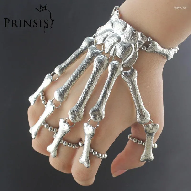 Bangle Man/Women Nightclub Skull Skull Bracelet Skeleleton Gótico Mão Bracelets flexíveis Xmas Halloween Gift RCH3