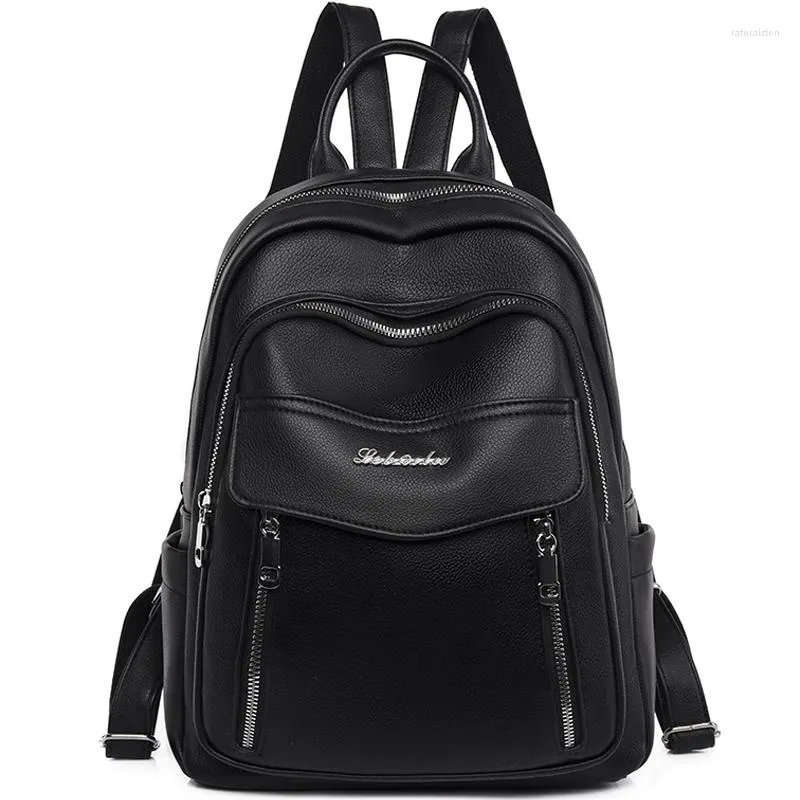 School Bags 2023 Fashion High Quality Leather Backpack Four Seasons Travel Waterproof Anti Theft Famous Women's Designer Bag