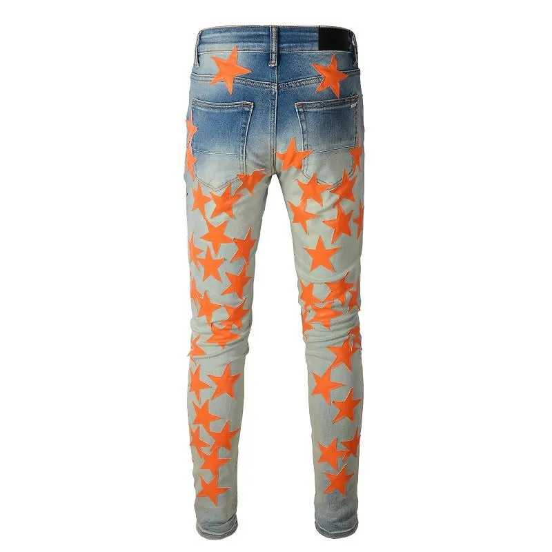 Orange biker jeans best sale