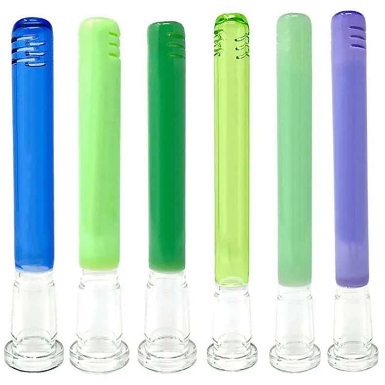 Senaste coola f￤rgglada Pyrex Glass Handgjorda r￶kning Bong Down Stam Portable 14mm Female 18mm Man Filter Bowl Container Waterpipe Hookah Holder Downstem DHL