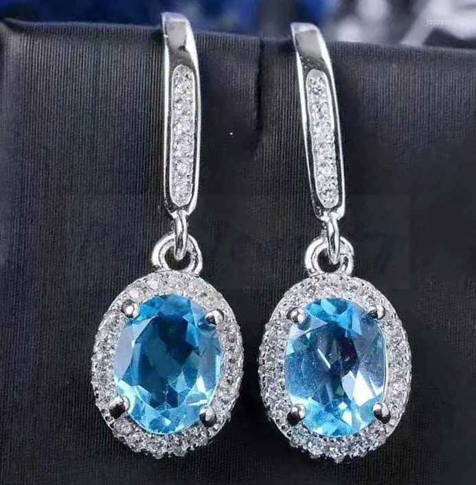 Kolczyki Dangle Natural Topaz Drop K inkurację Real 925 Sterling Silver 1.1ct 2pcs Cleate #S98804