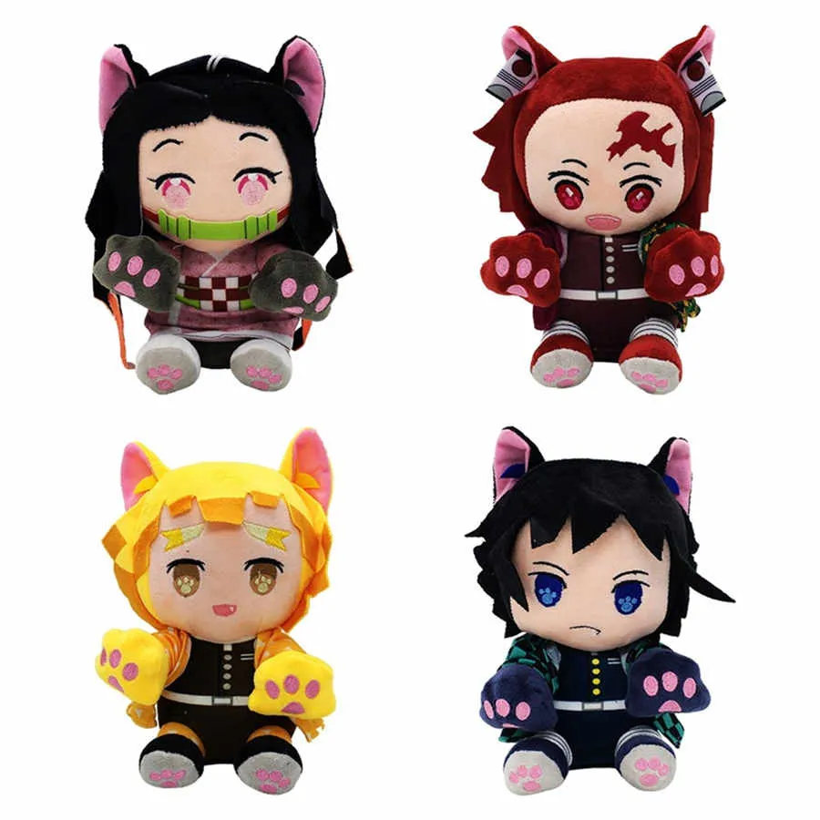 Japonya Anime Demon Slayer 20 cm Peluş Oyuncaklar Tomioka Giyuu Nezuko Tanjirou Zenitsu Şekil Dolması Bebekler çocuk Yılbaşı Hediyeleri