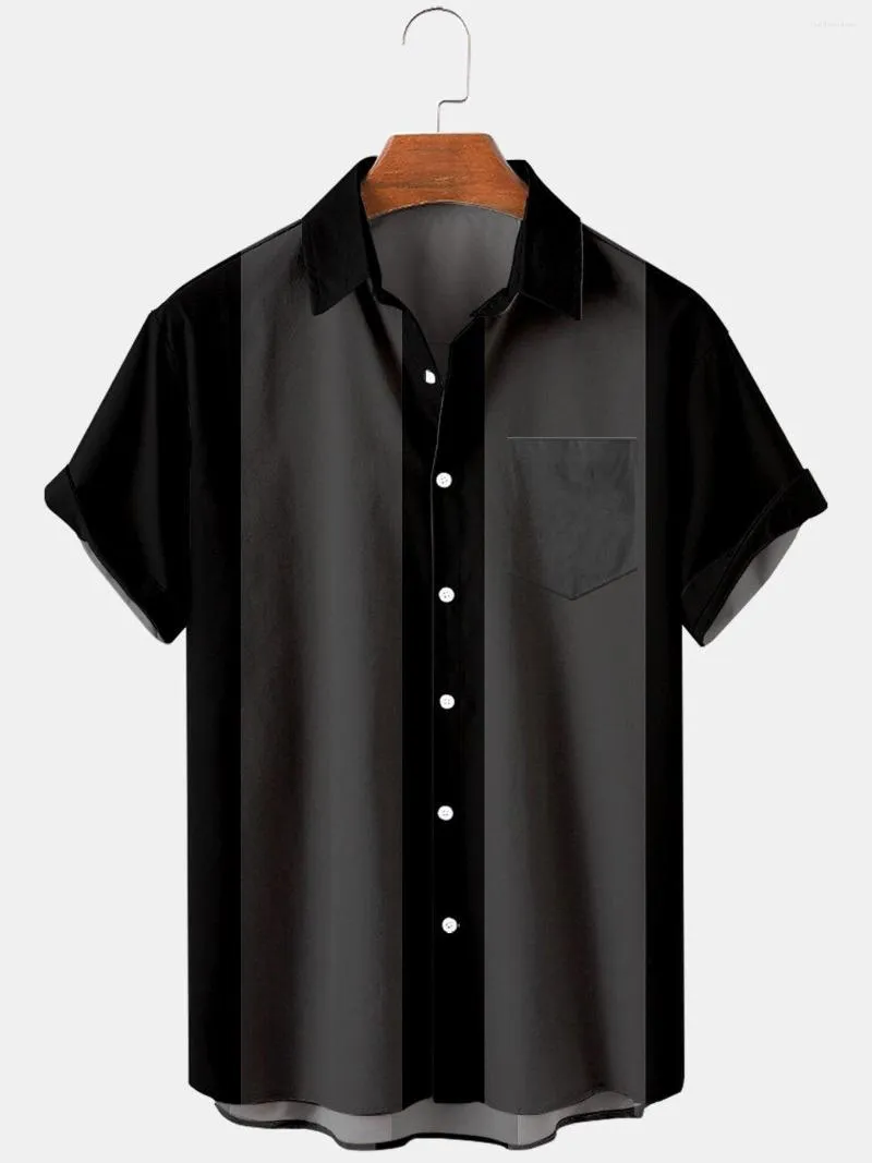 Chemises décontractées pour hommes Chemise de poche à manches courtes pour hommes Retro Bowling Classic Two Tone Camp Men And Women Tops