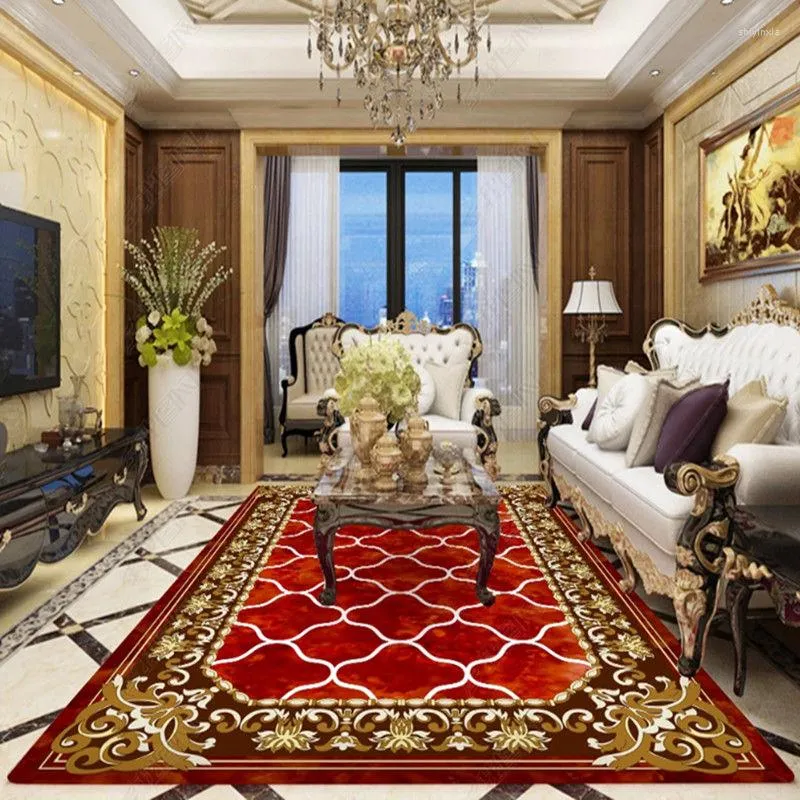 Mattor europeisk stil rött vardagsrum 200x300 hem dekoration sovrum stora mattor soffa bordsmatta alfombras para sala lyx