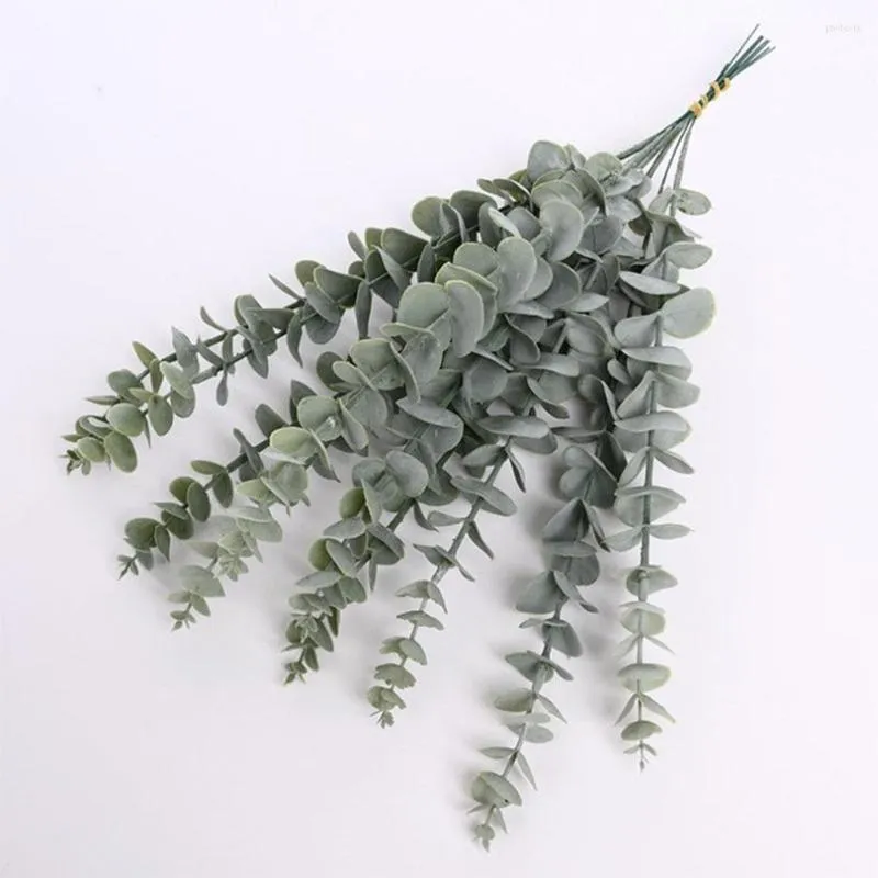 Fleurs décoratives 10 pièces tiges artificielles feuilles d'eucalyptus plantes réalistes Po accessoires branche mariage maison jardin ferme décoration
