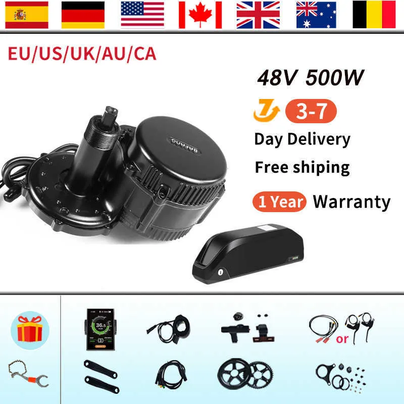 Moteur Bafang BBS02B BBS02 48V 500W moteur de vélo électrique à entraînement moyen avec batterie au Lithium 52V20AH 48V20AH 13AH Kit de cellules 18650