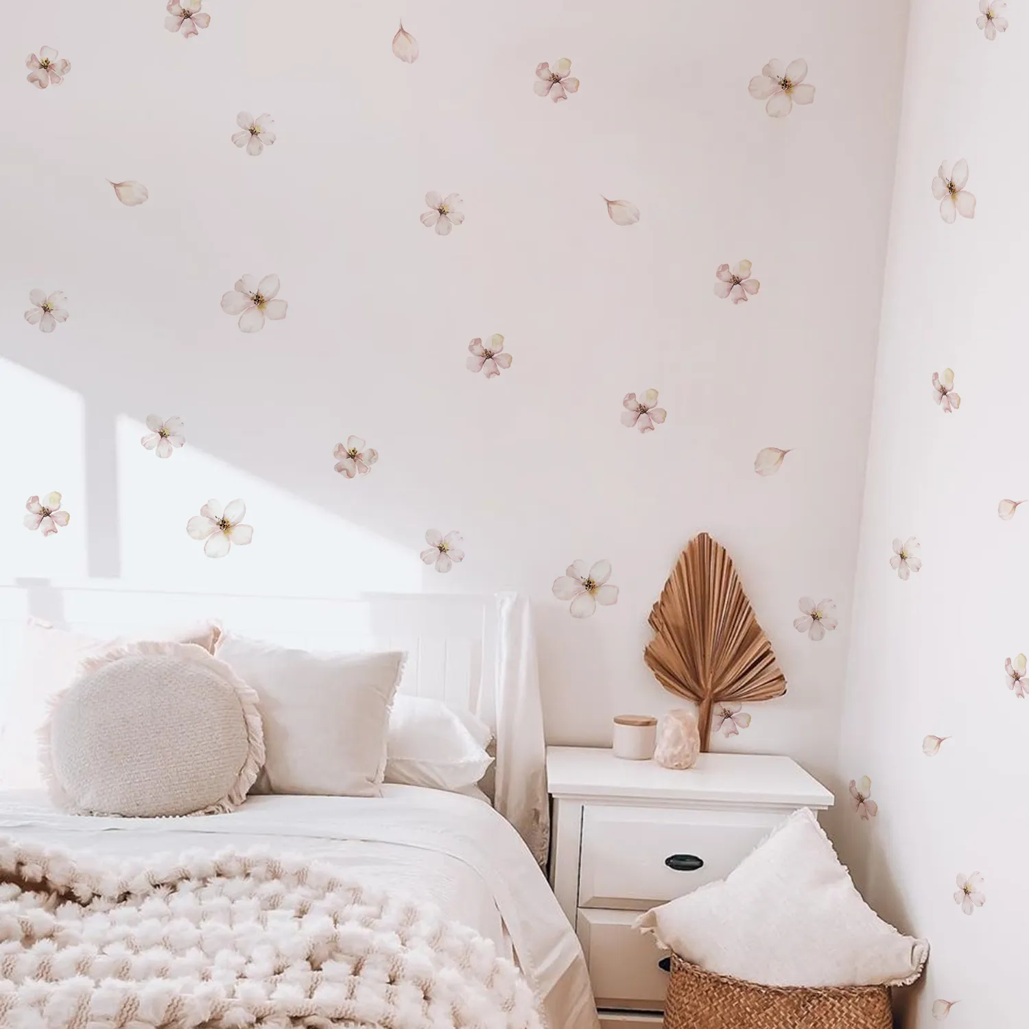 Boho Pink Sakura Flower Flower Wall Stickers Flipkart For Girls Rooms White Watercolor Home