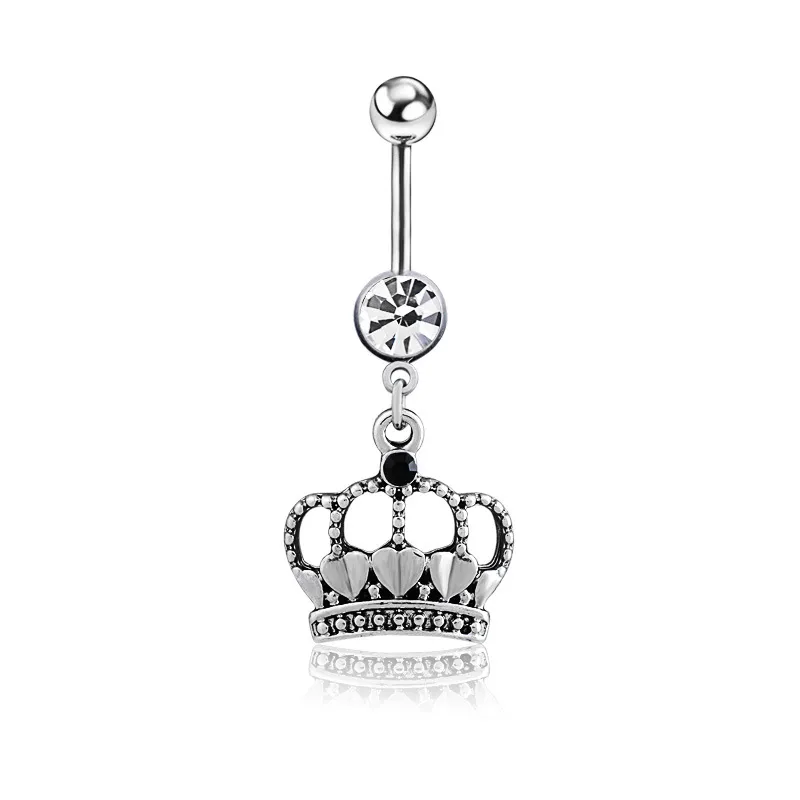 Nombril cloche bouton anneaux Piercing pour femmes argent couronne acier chirurgical été plage mode bijoux de corps