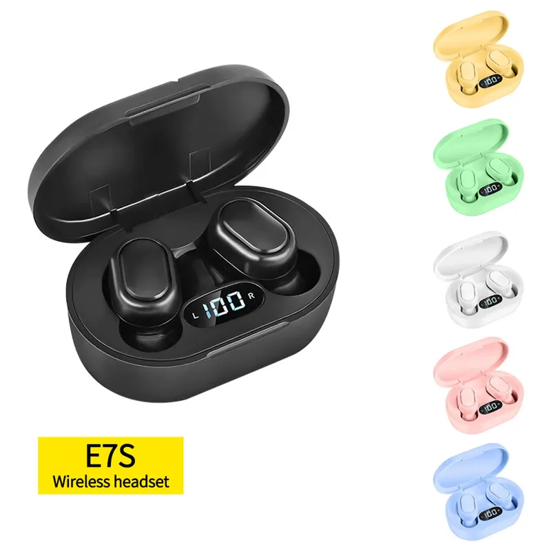 Casque Bluetooth E7s TWS, casque d'écoute sans fil, intra-auriculaire, stéréo, réduction du bruit, casque de sport avec Microphone