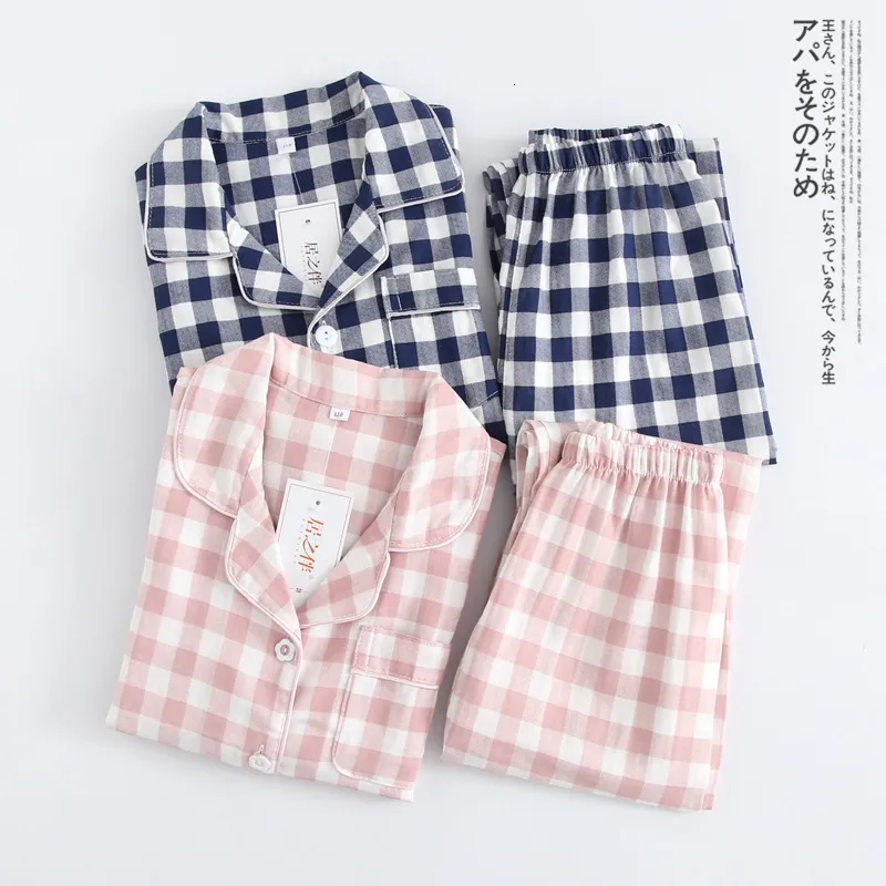 Pyjamas Spring Fall Autumn Winter Clothing Set For Boys Girls 2-Piece Coat Style Cotton Pyjama Plaid Homewear Loungewear 230222