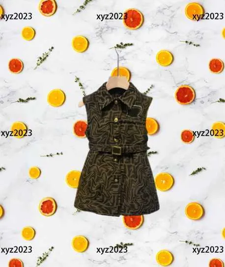 Girl Clothing Kids Skirt Baby coat Child Sleeveless Fashion Belt Lapel Dress Summer Elegant new product SIZE 100-150 CM Feb21