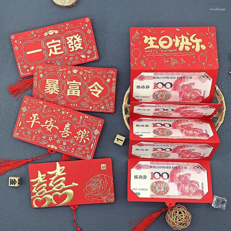 Confezione regalo Matrimonio Hong Bao Busta rossa pieghevole Tasca creativa per soldi fortunati per amico Borse di buon compleanno Anno cinese 2023