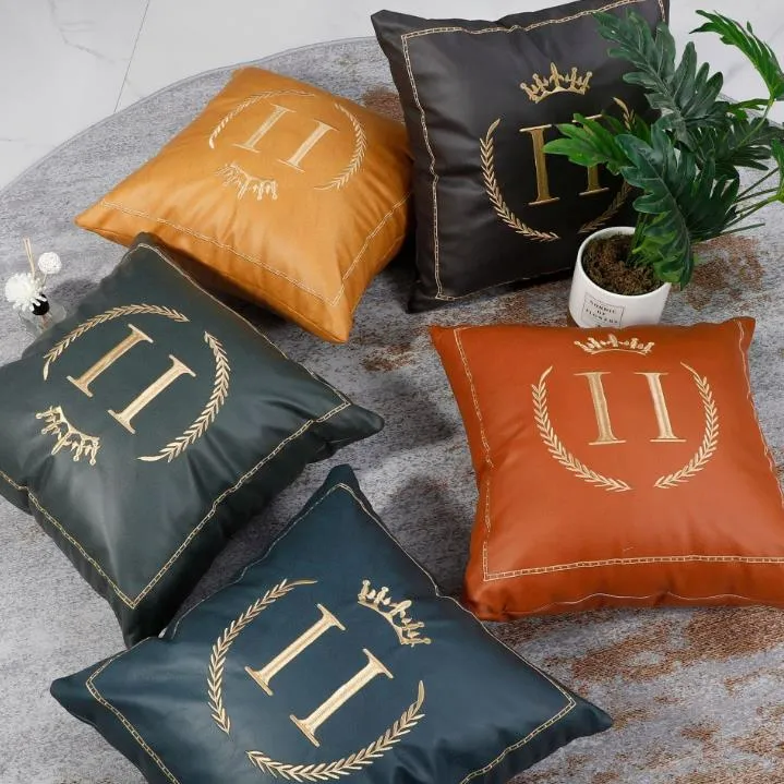 Luxury Orange Leather Rust European Pillowcase For Hotel Sample Room