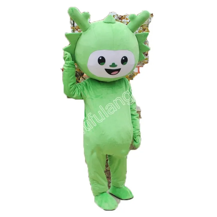 Christmas Animal Green Dinosaur Mascot Costume Cartoon Character Outfit Suit Halloween Adults Size Birthday Party Outdoor Outfit Charitable