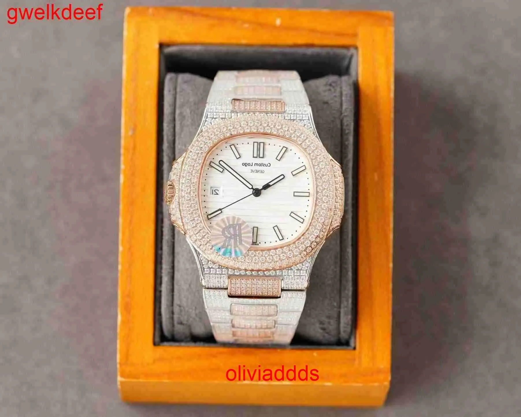 Hoogwaardige mode Iced Out Watchesmens Pols Luxury ronde Cut Lab Gr Ddgu R265