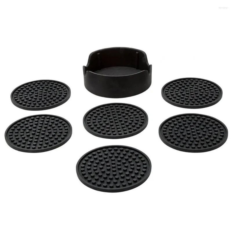 Tapetes de mesa Realand 6pcs/conjunto de montanhas -russas de silicone com suporte para caneca de caneca de café copo de vidro Antislip Placement Washer Safe Pad