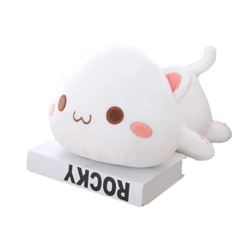 Poupée chat endormi Super mignon, animaux en peluche 35CM, blanc, gris, chaton Kawaii, jouets en peluche, cadeau pour enfants