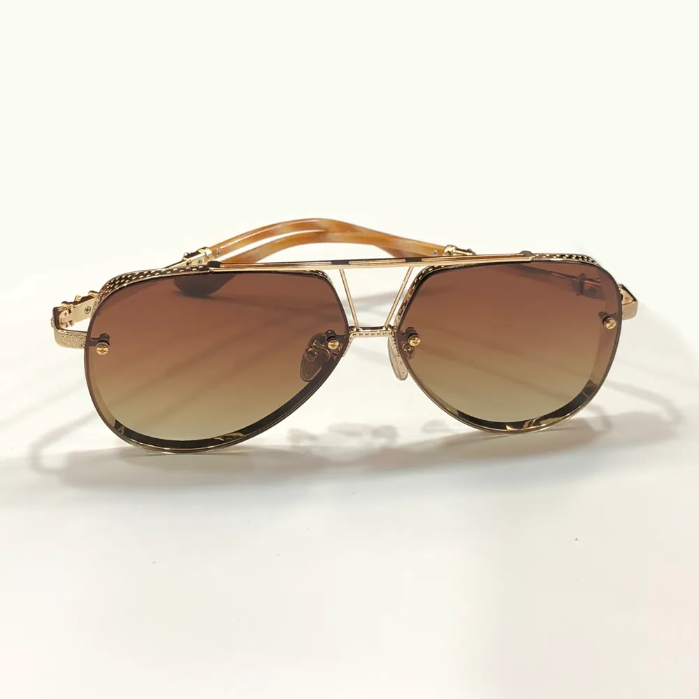 Altın Metal Pilot Güneş Gözlüğü Erkekler için Altın Kahverengi Gölgeli Güneş Gözlükleri Sunnies Tasarımcılar Güneş Gözlüğü Sunnies UV400 Gözlük Kutu