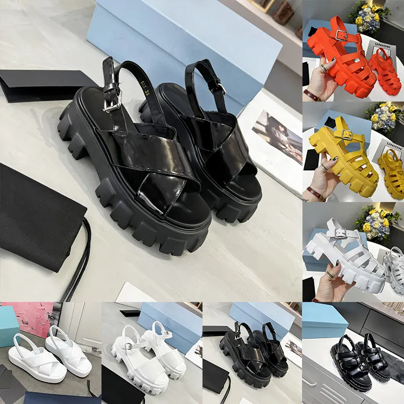 2023 Mode Sandalen Slides Designer Frauen Frau Nappa Nastro Gummischaum Monolith Sohle technische Sandale Sandale Damen weibliche Sommer Dhgate Strandschuhe