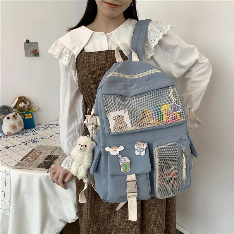 Torby szkolne Nylonowe kobiety nylonowe plecak moda Kawaii Waterproof RucksAck na nastolatki torbę