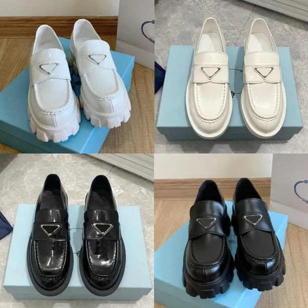 With Box Prad 2022 Desinger Women Loafers Casual Shoes Monolith Triangle Logo Black Shoe Increase Platform Sneakers with box 35-40 wv